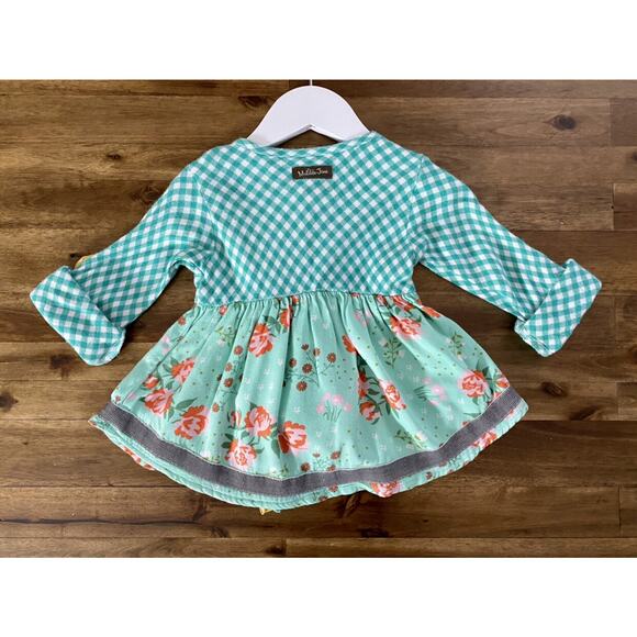 Matilda Jane Joanna Gaines Once Upon A Time Pecan Pie Green Gingham Floral Top 2 - Picture 5 of 8